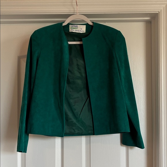 Vintage Samuel Robert by Peter Hatsi Androu Teal Suede Jacket Size 8 - Picture 1 of 7
